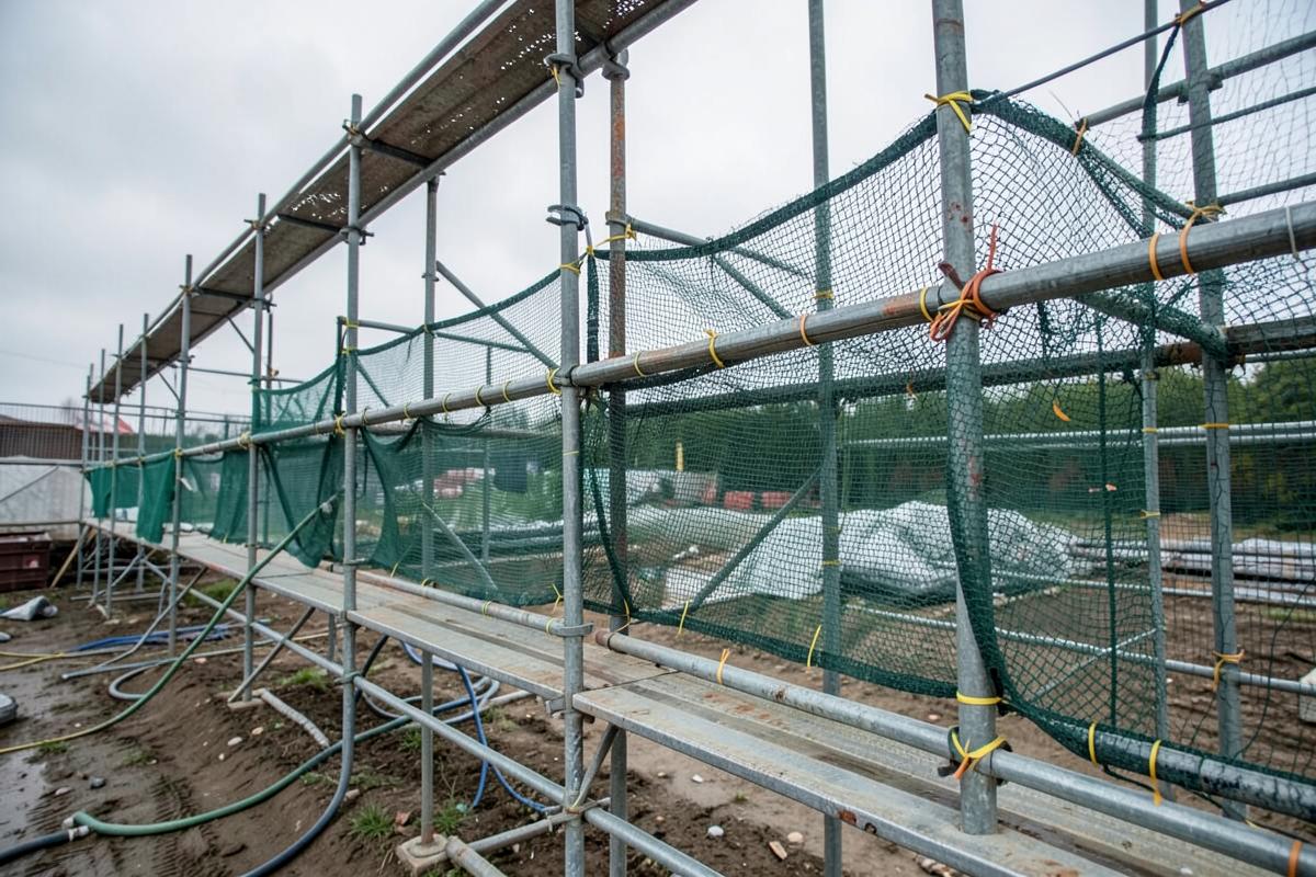 Colliers de serrage noirs sur un chantier